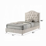 Picture of White and Pink Twin or Full Upholstered Button Tufted Bed