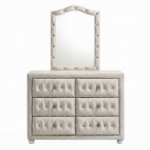 Picture of Beige And Pink Full Upholstered Button Tufted Dresser and Mirror