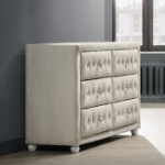 Picture of Beige And Pink Full Upholstered Button Tufted Dresser and Mirror