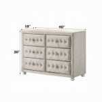 Picture of Beige And Pink Full Upholstered Button Tufted Dresser and Mirror