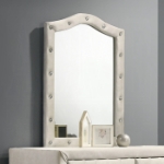 Picture of Beige And Pink Full Upholstered Button Tufted Dresser and Mirror