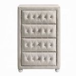 Picture of Beige And Pink 25"W X 38"H Full Upholstered Button Tufted Chest