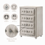 Picture of Beige And Pink 25"W X 38"H Full Upholstered Button Tufted Chest
