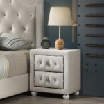 Picture of Beige And Pink Full Upholstered Button Tufted Night Stand
