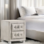 Picture of Beige And Pink Full Upholstered Button Tufted Night Stand