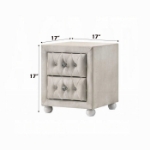 Picture of Beige And Pink Full Upholstered Button Tufted Night Stand