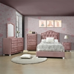 Picture of Full Upholstered Button Tufted Night Stand Pink