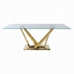 Picture of 79"W X 30"H Tempered Glass Top and Stainless Steel Base Dining Table