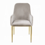 Picture of Gray Velvet and Mirrored Gold Finish Dining Chair