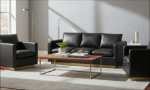 Picture of Leather Sofa, Loveseat and Chair with Gold Frame