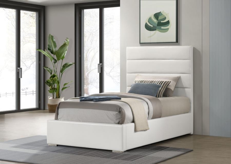Picture of 39" Upholstered Platform Bed White Leather
