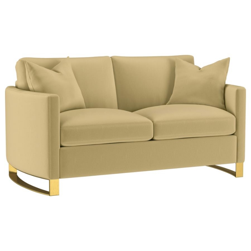 Picture of Upholstered Curved Track Arm Loveseat Camel