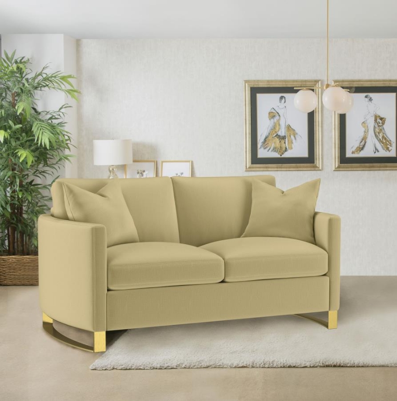 Picture of Upholstered Curved Track Arm Loveseat Camel