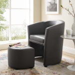 Picture of Modern Armchair and Ottoman Faux Leather