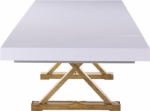 Picture of 84"/124" Extendable White Stainless Steel Gold Base High Gloss Dining Table