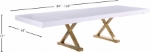 Picture of 84"/124" Extendable White Stainless Steel Gold Base High Gloss Dining Table