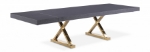 Picture of 84"/124" Extendable Grey Stainless Steel Gold Base High Gloss Dining Table