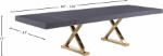 Picture of 84"/124" Extendable Grey Stainless Steel Gold Base High Gloss Dining Table
