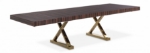 Picture of 84"/124" Extendable Brown Stainless Steel Gold Base High Gloss Dining Table
