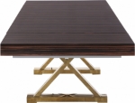 Picture of 84"/124" Extendable Brown Stainless Steel Gold Base High Gloss Dining Table