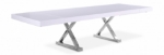 Picture of 84"/124" Extendable White Stainless Steel Silver Base High Gloss Dining Table