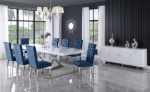 Picture of 84"/124" Extendable White Stainless Steel Silver Base High Gloss Dining Table