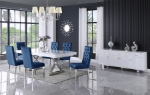 Picture of 84"/124" Extendable White Stainless Steel Silver Base High Gloss Dining Table