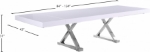 Picture of 84"/124" Extendable White Stainless Steel Silver Base High Gloss Dining Table