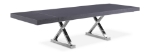 Picture of 84"/124" Extendable Grey Stainless Steel Silver Base High Gloss Dining Table