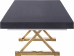 Picture of 84"/124" Extendable Grey Stainless Steel Gold Base High Gloss Dining Table