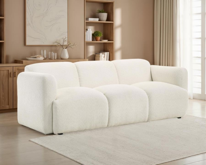 Picture of Upholstered White Round Track Arm Sofa