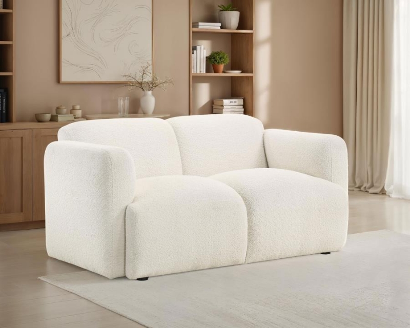 Picture of Upholstered White Round Track Arm Loveseat