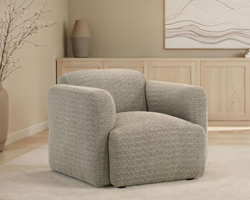 Picture of Upholstered Brown Round Track Arm Accent Chair