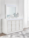 Picture of White Large Drawer Dresser and Mirror