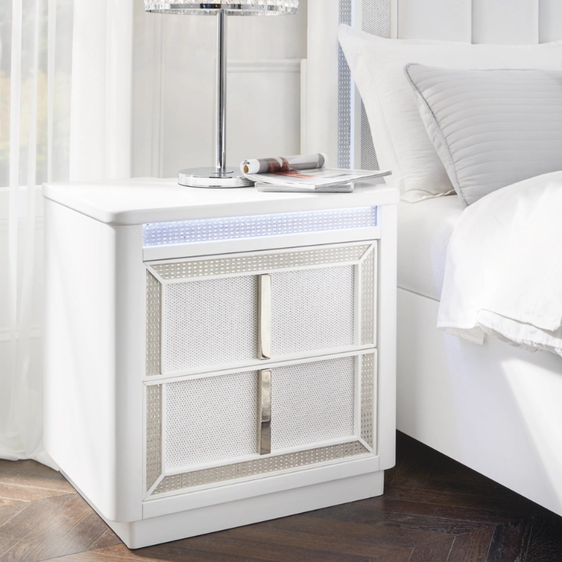 Picture of 27.63" W x 27" H White Large Two Drawer Night Stand
