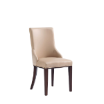 Picture of Dining Leather and Velvet Side Chair in Tan