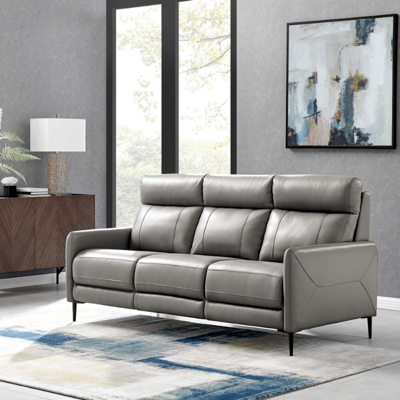Picture of Top Grain Genuine Leather Sofa in Grey