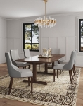 Picture of Dining Leather and Velvet Side Chair In Gray, Tan
