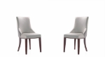 Picture of Dining Leather and Velvet Side Chair In Gray, Tan