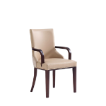 Picture of Dining Leather and Velvet Arm Chair In Tan