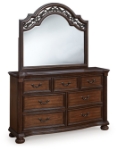 Picture of Classic with a rich cherry brown finish Dresser and Mirror