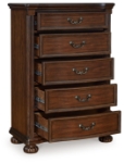 Picture of 35.38" W  x 51" H Classic with a rich cherry brown finish Chest
