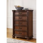 Picture of 35.38" W  x 51" H Classic with a rich cherry brown finish Chest