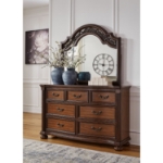 Picture of Classic with a rich cherry brown finish Dresser and Mirror