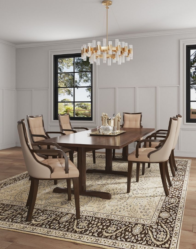 Picture of Leather Dining Arm Chair in Tan