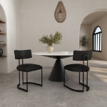 Picture of Black Leather with a Metal Frame Dining Chair