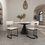 Picture of Cream Leather with a Metal Frame Dining Chair