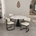 Picture of Cream Leather with a Metal Frame Dining Chair