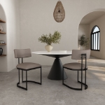 Picture of Taupe Leather with a Metal Frame Dining Chair