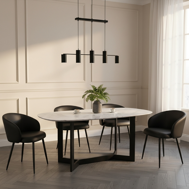 Picture of Metal Vegan Leather Side Chair in Black